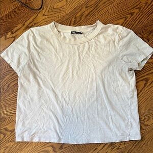 Zara Off-White Casual Tee